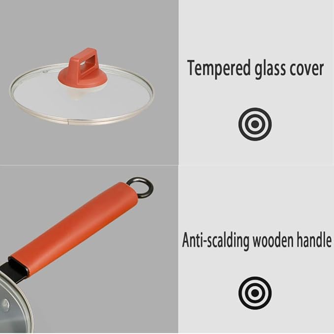 3-Piece Cookware Set Non-Stick Pan Cookware Comfortable Handle Suitable Cooker Easy to Clean Wok