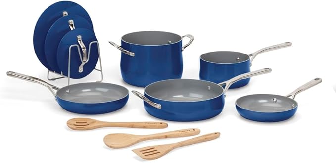 Cuisinart Culinary Collection 12-Piece Pots and Pans Set PURELYCERAMIC Nonstick Sapphire