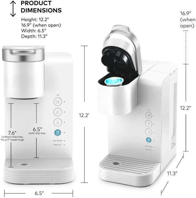 KeurigK K- Express Essentials Plus Iced and Hot Single Serve K Cup Pod Coffee Maker Versatile Brewing (6 8 10oz) 36 oz removable water reservoir (White)