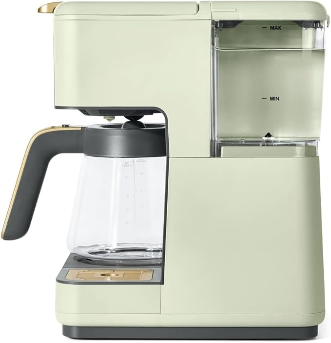 Beautiful Multi-Brew Commercial-Grade 12-Cup &amp Single-Serve Coffee Maker with Over Ice Option for Business and Personal Use by Drew Barrymore (Sage Green)