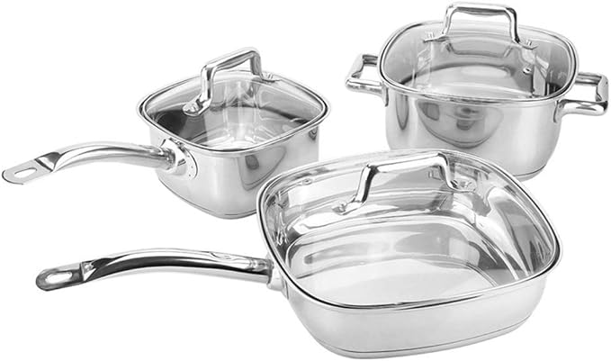 Pot Set Professional Kitchen Cookware Set for All Stoves Including Induction Cookers Cookware Cooking Set(Silver 16+20+24cm)