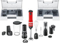 BLACK+DECKER Kitchen Wand Cordless Immersion Blender 6 in 1 Multi Tool Set Hand Blender with Charging Dock Red (BCKM1016KS06)