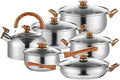 Easy to clean Practical Gift Set of 12-piece Wood-grain Milk Pot Soup Kettle Frying Pan Stainless Steel Cookware Kitchen