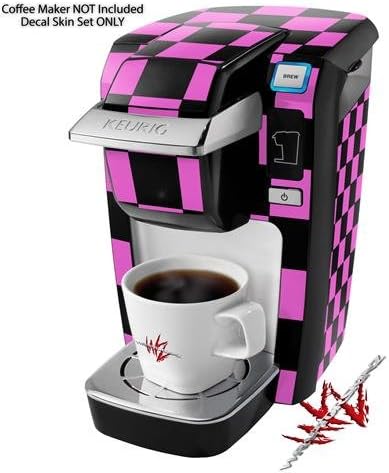 Decal Style Vinyl Skin compatible with Keurig K10 / K15 Mini Plus Coffee Makers Checkers Pink (COFFEE MAKER NOT INCLUDED)
