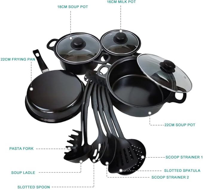 Non Stick Pots and Pans Set 13 Pieces Kitchen Utensil Set Kitchen Cookware Gifts213 Pc-1-13 pc