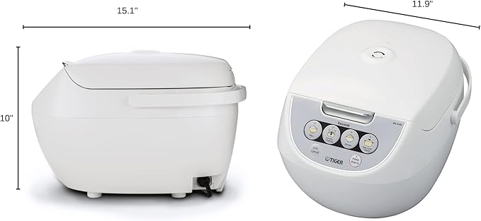 Tiger JBV-A18U-W 10-Cup (Uncooked) Micom Rice Cooker with Food Steamer &amp Slow Cooker White