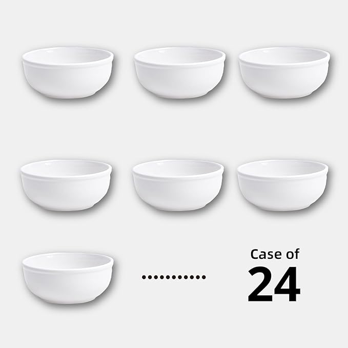 Stoneware Wide Rim Commercial Grade Dinnerware Bright White Nappy Bowl 15oz Case of 24