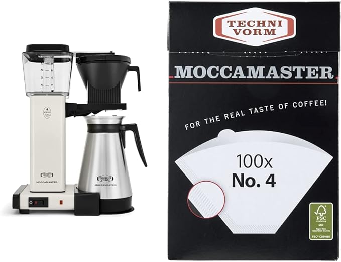 Technivorm Moccamaster 79318 KBGT 10-Cup Coffee Maker and #4 White Paper Filters Bundle