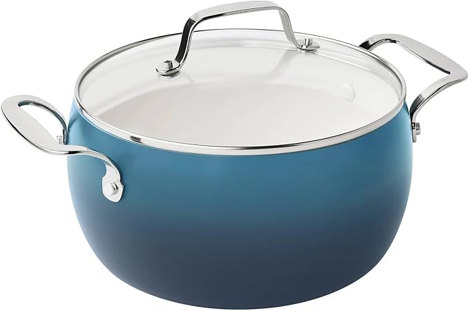 15-Piece Cookware Set Ceramic Nonstick Pots and Pans Set with Utensils Blue