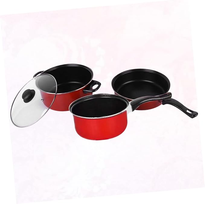 3-Piece Non-Stick Frying Pan Soup Pot Milk Pan Set Multifunctional Kitchen Cookware for Home Use Sturdy Easy to Clean Cooking Tools