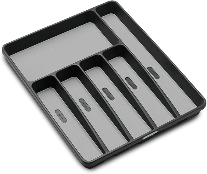 West Bend 78500 Breakfast Station Wide Slot Toaster 2-Slice Black &amp Madesmart Classic Large Silverware Tray - Granite |CLASSIC COLLECTION | 6-Compartments| Kitchen Drawer Organizer