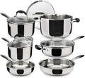 10 Stainless Steel Cookware Set Pots and Pans Set Kitchen Essentials for Cooking Multi Ply Body Stainless10 PcOne