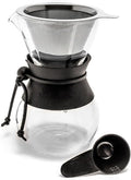 Yama Glass Yama Coffee Glass 20oz Pour Over Drip Pot With Reusable Stainless Steel Filter Cone Heat Sleeve Hand Blown in Taiwan