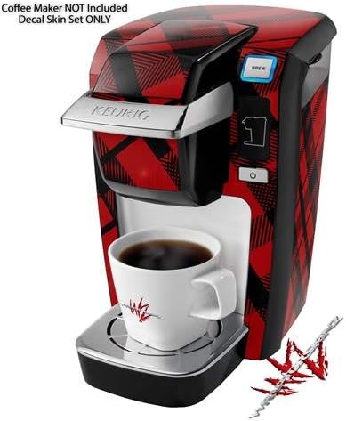 Decal Style Vinyl Skin compatible with Keurig K10 / K15 Mini Plus Coffee Makers Red Plaid (COFFEE MAKER NOT INCLUDED)
