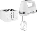 Cuisinart CPT-142P1 4-Slice Compact Plastic Toaster White &amp HM-50 Power Advantage 5-Speed Hand Mixer White