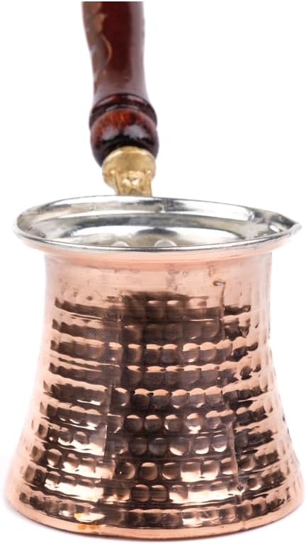 Copper Turkish Coffee Pot Cezve Ibrik Stovetop Coffee Maker Classic Design for 4 Cups Metallic Color One Piece - Copper One Size