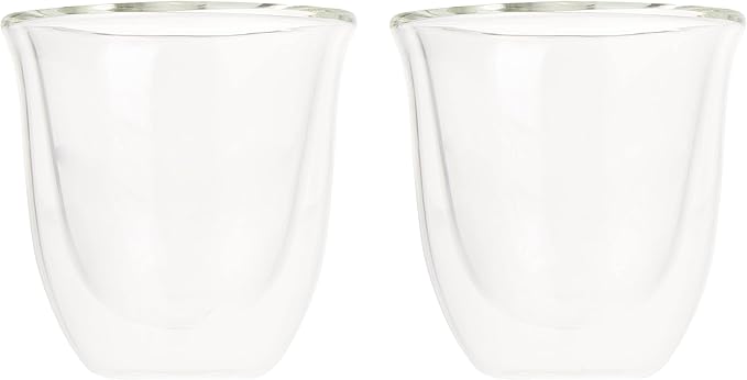 De'Longhi All-in-One Combination Coffee Maker &amp Espresso Machine + Advanced Adjustable Milk Frother &amp DeLonghi Double Walled Thermo Espresso Glasses Set of 2 Regular Clear