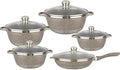 Nonstick Cookware Sets Granite Cooking Pots And Pans With Glass LidsMarble Coated Aluminium Home Kitchenware Pots And Pans Sets With SaucepansFrying PanStock Pot10 Piece(Color:Brown)