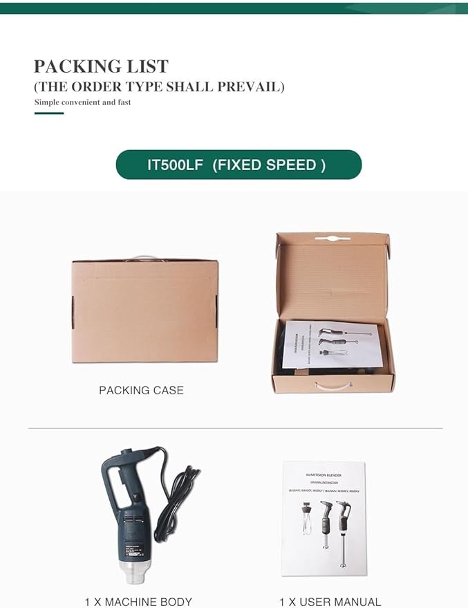 Commercial Hand BlenderElectric Stick Blender Fixed Speed 500 watts Fixed Speed Commercial Immersion Blender with Lock and Button Stick Blender with 50 cm Stick