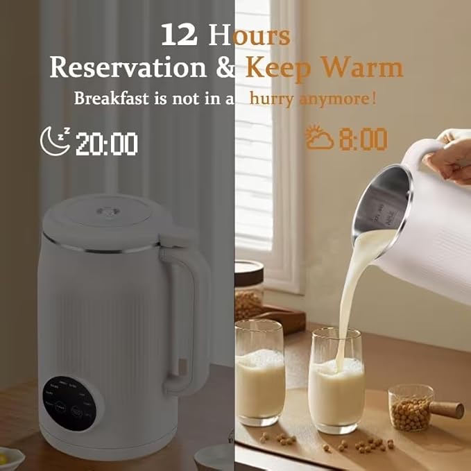Nut Milk Juice Maker Machine 40oz Homemade Soy Almond Oat Coconut Plant Based and Non Dairy Beverages 8 in 1 Automatic Soybean Machine With Delay Start/Keep Warm/Boil Water