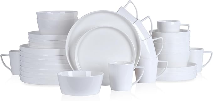 Stone Lain Madeline Formal Bone China Dinnerware Set 32 Piece Service for 8 White