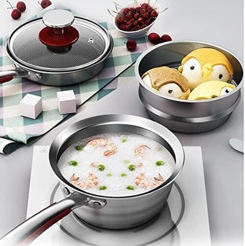 Pots and Pans Set 2pcs Cookware Sets Stainless Steel Frying Pan Milk Pot With Lid Kitchen Pan Set Breakfast Pots Cooking Pots Nonstick Kitchen Cooking Set