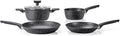 Moneta Magnolia Stone Black 5-Piece Cookware Set Also for Induction