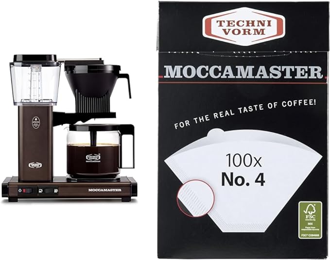 Technivorm Moccamaster 53932 KBGV Select 10-Cup Coffee Maker Dutch Cocoa 40 ounce 1.25l &amp #4 White Paper Filters 100-count per box