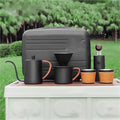 Outdoor Pour Over Coffee Maker Set Portable Brewing Coffee Set Black Metal Box for Traveling CampingHiking