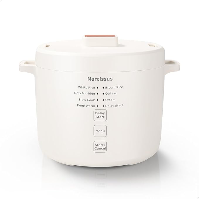 Narcissus 3.5-Cup Rice Cooker for 1-3 People Multifunctional for Rice Oatmeal Quinoa - Slow Cook Steam Cook Rice &amp Steam Dish Together Rice White