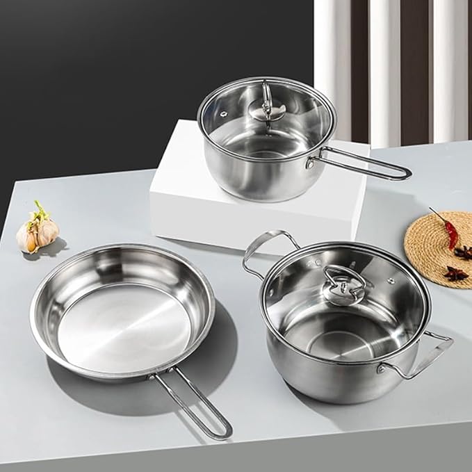 3 Piece Kitchen Pot Set Soup Daily Cooking