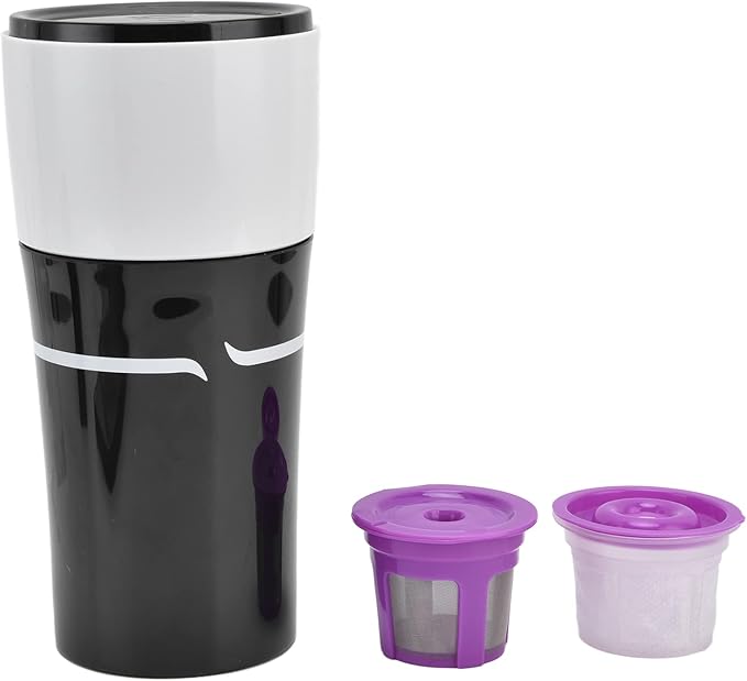 Zerodis Portable Drip Coffee Maker 450ML Travelling Drip Coffee Machine Office Camping Hot and Cold Brew Coffee Makers for Capsules(Black and white)