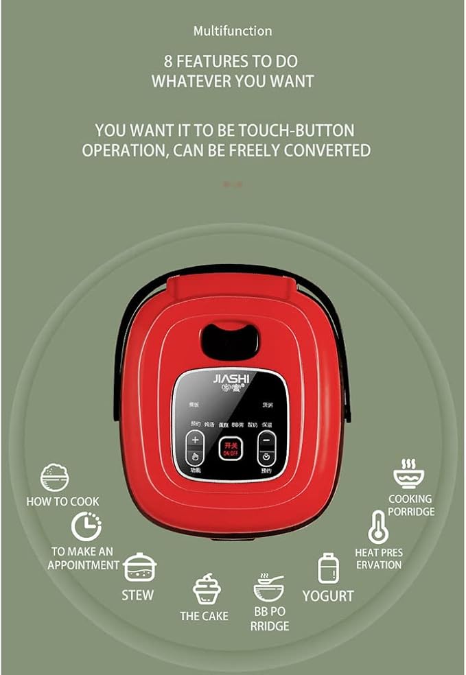 2.5L Intelligent Electric Rice Cooker - Mini Food Steamer Yogurt Machine Cake Maker for 1-4 People 24H AppointmentRed