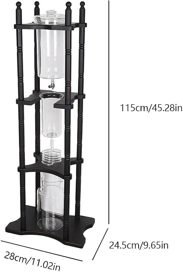 DNYSYSJ 18-20 Cups Commercial Ice Coffee Machine Cold Brew Coffee Tower Home Ice Drip Coffee Maker Wooden Cold Brew Drip Tower Coffee Maker Set W/ 2500ml Large Capacity Coffee Solution Pot