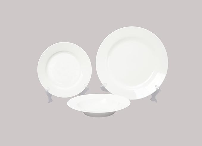 Bone China Rim Shape Elegance White 18pc Dinnerware Set