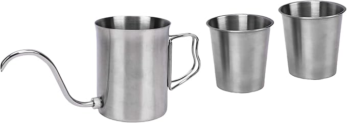 Keenso Coffee Maker Stainless Steel Pour Over Coffee Maker with Foldable Kettle and 2 Cups for Camping and Picnics