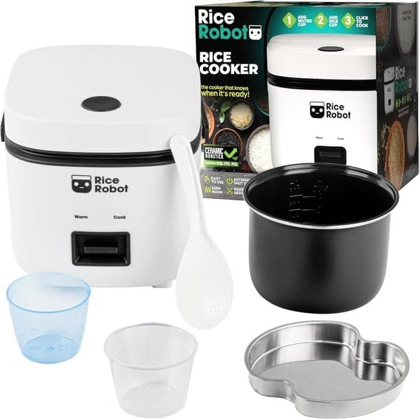 Cooker 4.5 Cups Cooked Electric Mini Rice Maker Pot Small 1.2 Qt Steamer Cooker Automatic Shut-Off Feature Prevents Undercooking Overcooking And Burning