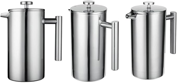 Topyond French Press Coffee Maker 304 Stainless Steel 800ml Triple Filter Thermal Coffee Press with Anti Scald Handle for Home Camping &amp Office