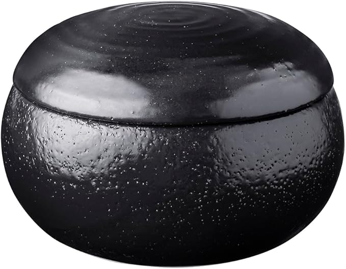 &ampNE NMT-305S-BK Banko Pottery Small Black Made in Japan Microwave Safe Pottery Rice Storage Container Oven Safe Cooker Refrigerated1 Pair 0.5 Piece Rice