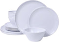 Melamine Dinnerware Sets18-piece Melamine Plates and Bowls Set Unbreakable Dishes Set for 6 Dishwasher SafeIndoor and Outdoor UseLightweightWhite
