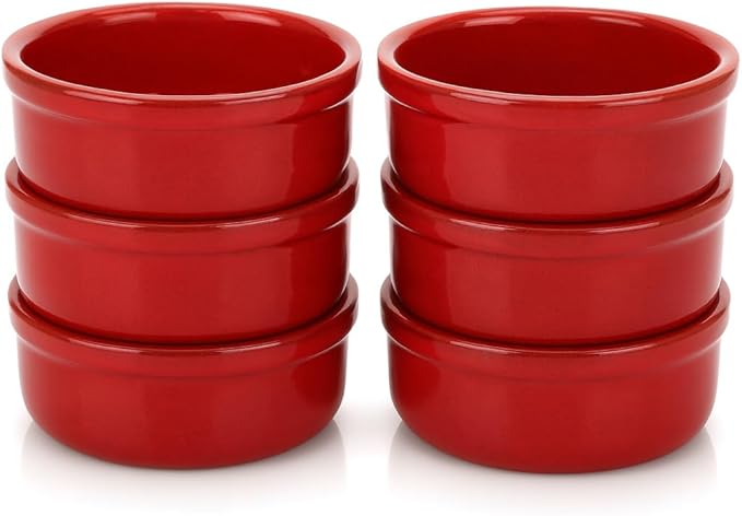Areste Mexican Clay Cookware Set of 6 – Full Red Terracotta Pots Bowls Plates &amp Serving Dishes – Spanish Earthenware for Baking Yogurt Kheer Meat Vegetables – Cazuelas Mexicana