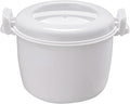 3-Cup Microwave Rice Cooker With Ventilated Locking Lid Large White Cookware For Family Meals And Steaming
