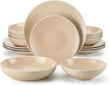 16 Piece Stoneware Tableware Set with Dinner/Dessert/Soup Plate Bowl Service for 4 Person