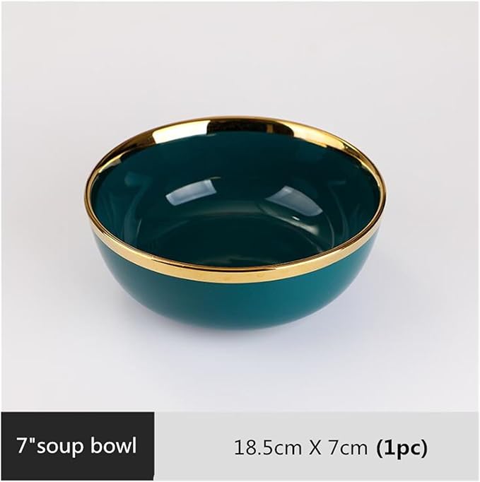 Dinner Sets Green Ceramic Plate Steak Food Plates Bowls Dinner Dish Porcelain Dinnerware Set For Family Hotel7 Inch Bowl 1pcs