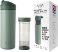 VIVA Recharge Mint Insulated Tea &amp Coffee Mug &amp Travel French Press Coffee Maker 16 oz Brew &amp Drink From the Same Coffee Mug On the Go or Camping