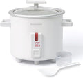 Small Rice Cooker White 1.5 Quart Mini Non-Stick Coated Insert Food Steamer and Dishwasher-Safe Glass Lid and Pot White