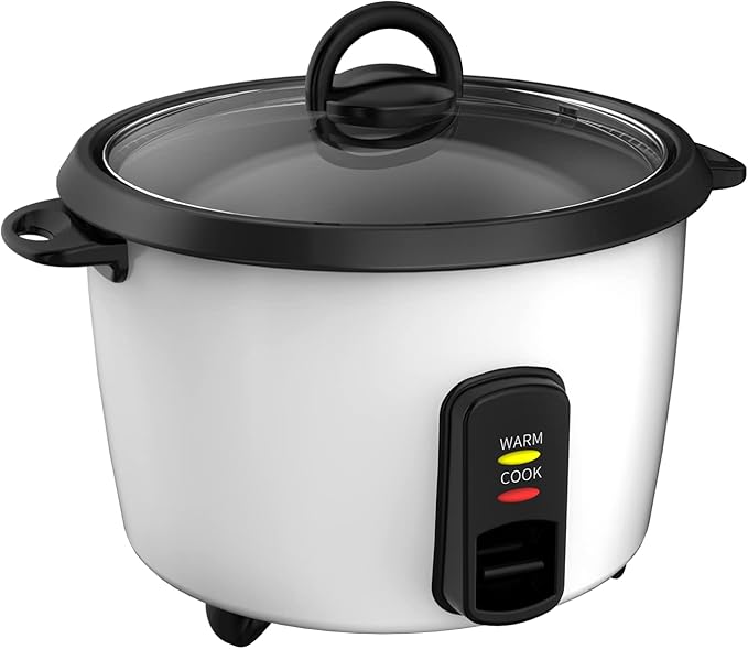 Uniware Electric Rice Cooker with Non-Stick Aluminum Pot Tempered Glass Lid Rice Paddle and Measuring Cup (10 Cup)