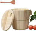 Kitchen Steam Rice Wood Bucket with Anti-Scald Handle Flat Lid And Scoop Bucket Steamed Rice Barrel Restaurant Steamer Rice Cask for Asian Cooking(Fir)