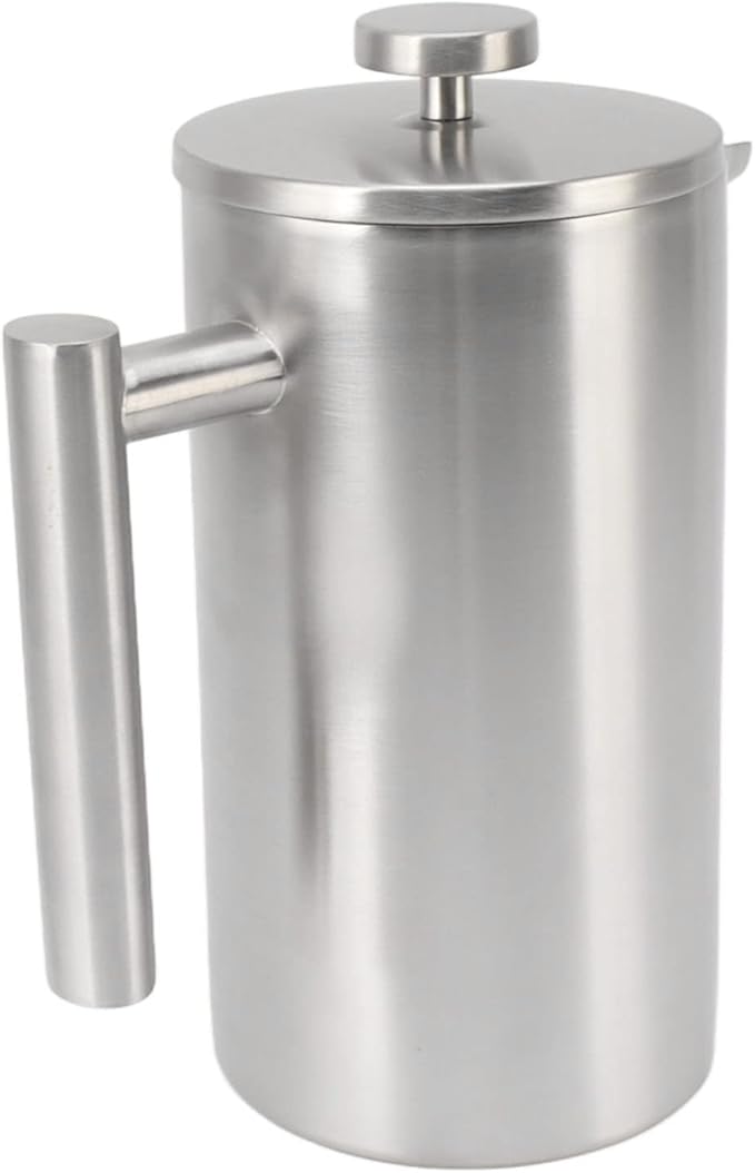 Portable Heatable French Press Coffee Maker Dishwasher Safe Double Wall Insulated Proof Stainless Steel 1L Capacity with for Delicious Hot Coffee and Loose Tea