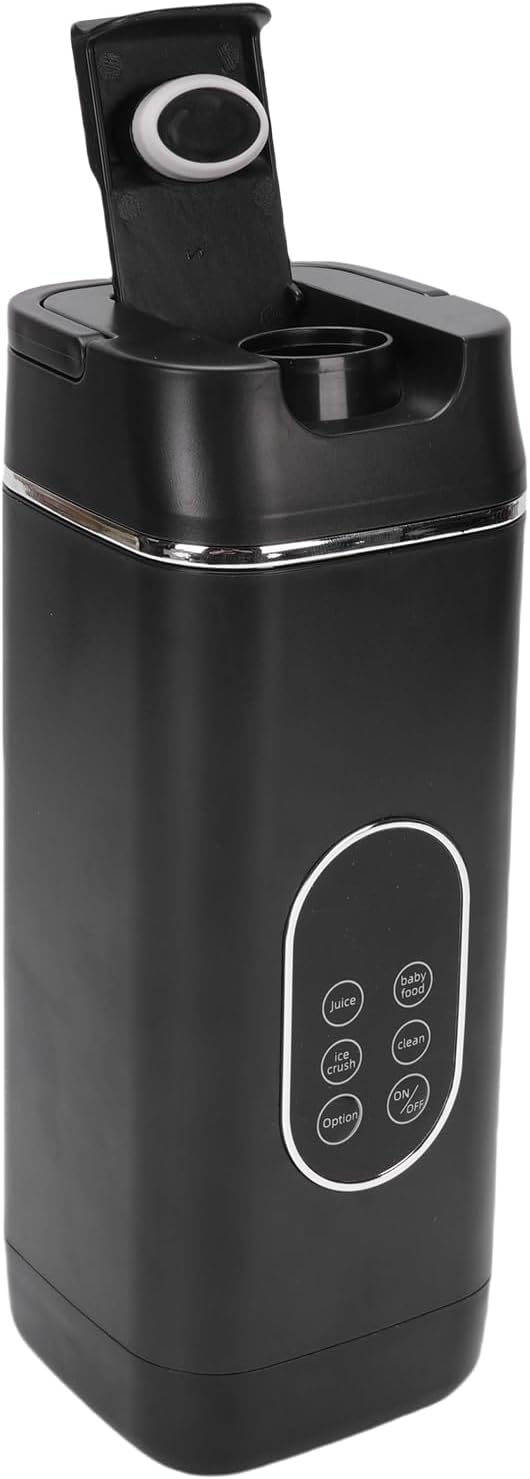 Portable Blender 12 Vane/Wing System Digital Display USB Rechargeable Personal Blender with 420ML Cup for Travel Outdoor Sports (Black)